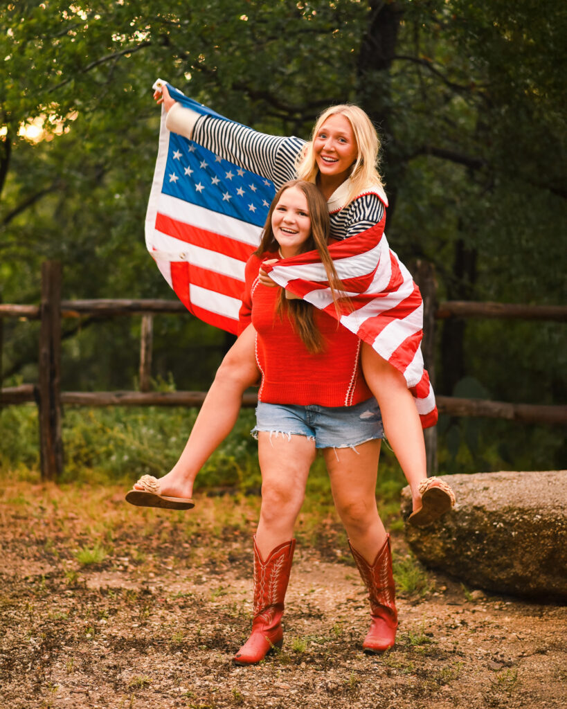 group portraits american flag senior rep team